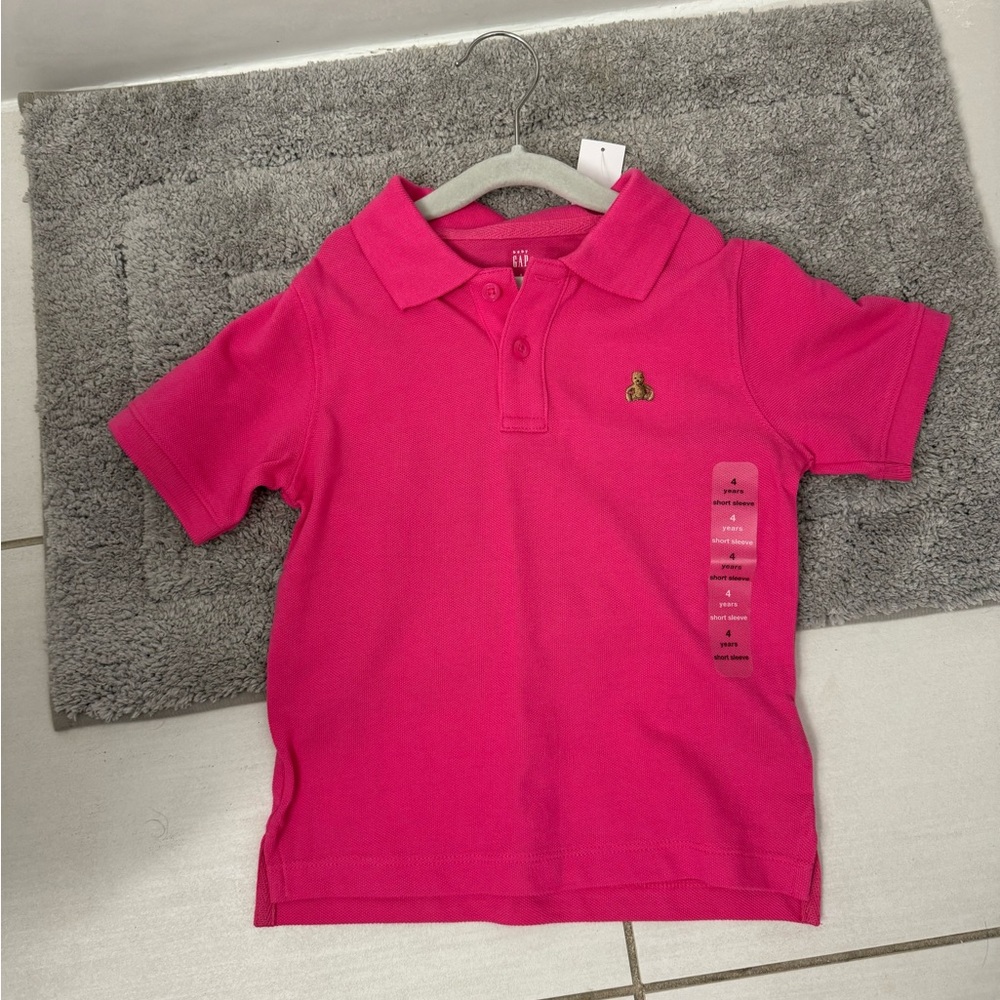 NWT Baby GAP Toddler Boy Pique Polo Shirt Bright Pink